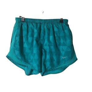 Nike Running Shorts Women's Size Medium Cyan Blue Dri Fit Geometric Stretch